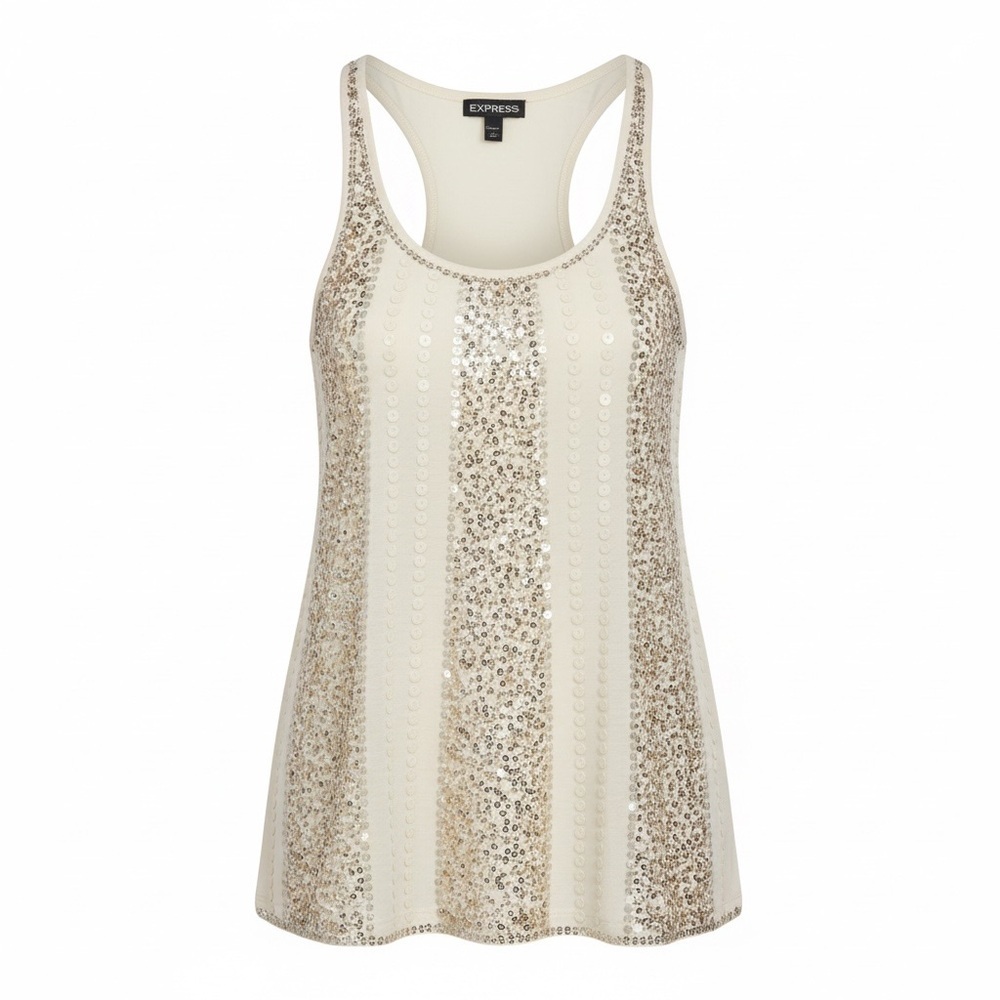 Express sequin racer back top, small 🔵